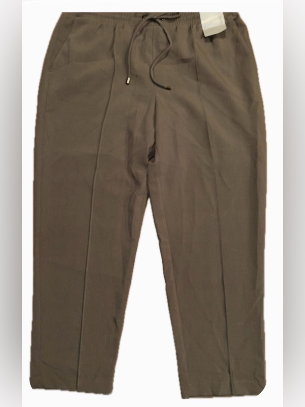Nine West NWT XL Mid Rise Pull-On Jogger Pants Brown Tapered Stretch